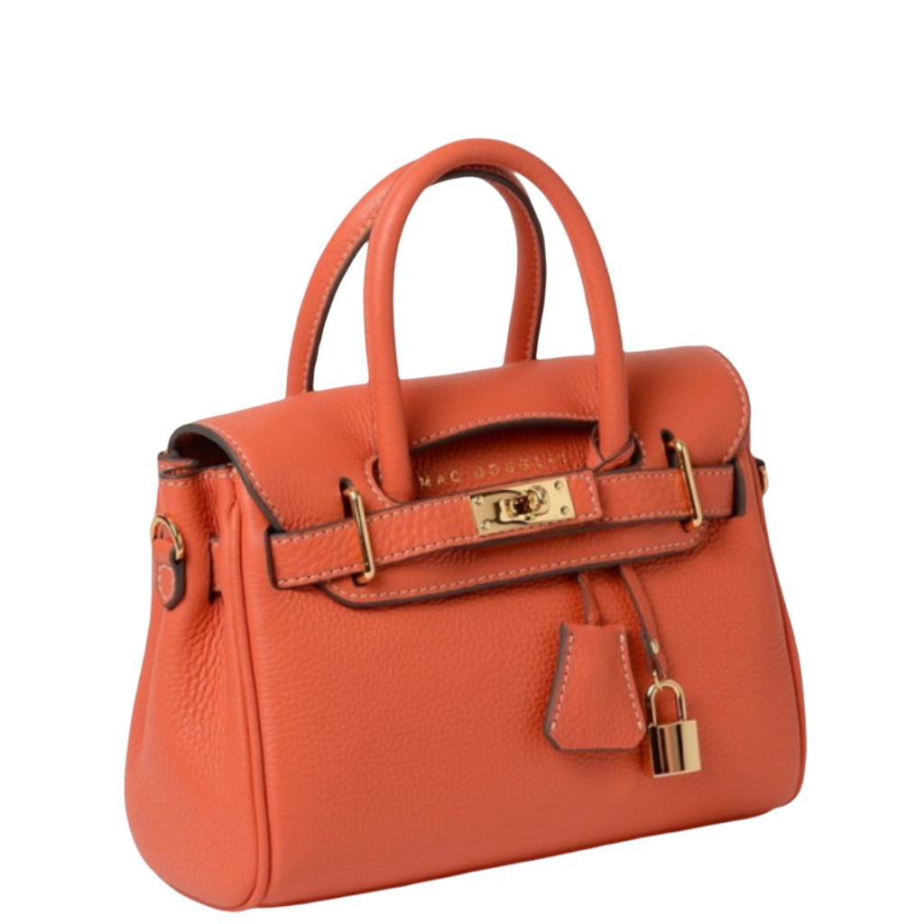 Mini sac porté main en cuir orange pêche gamme "Pyla Romy"