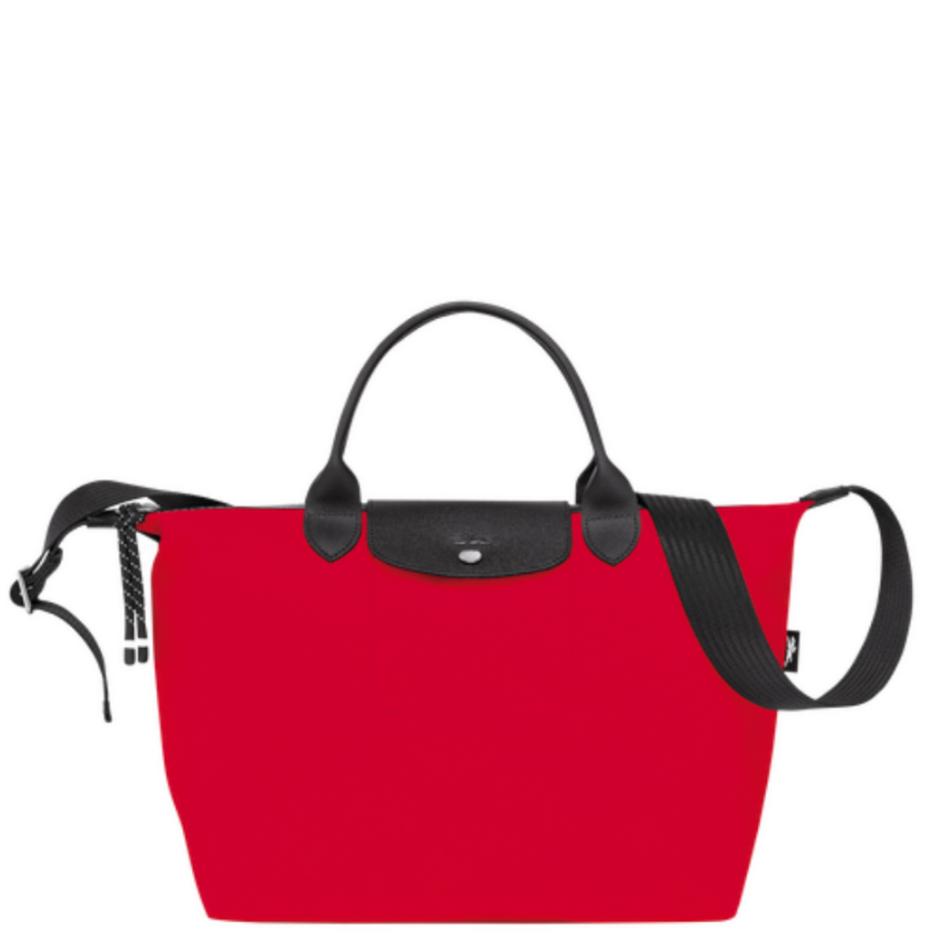 Sac à main M avec bandoulière Longchamp gamme Le Pliage Energy couleur rouge coquelicot