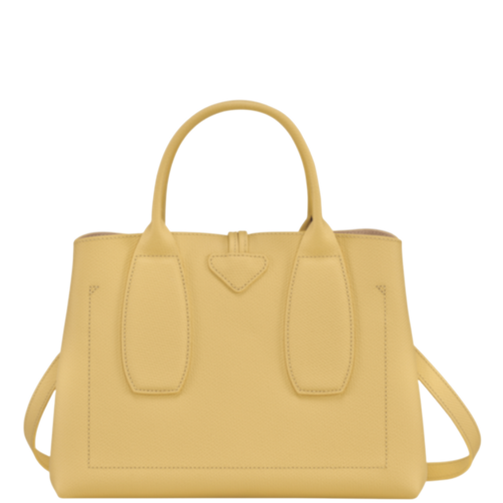 Sac à main en cuir LONGCHAMP gamme Roseau couleur écru jaune maïs