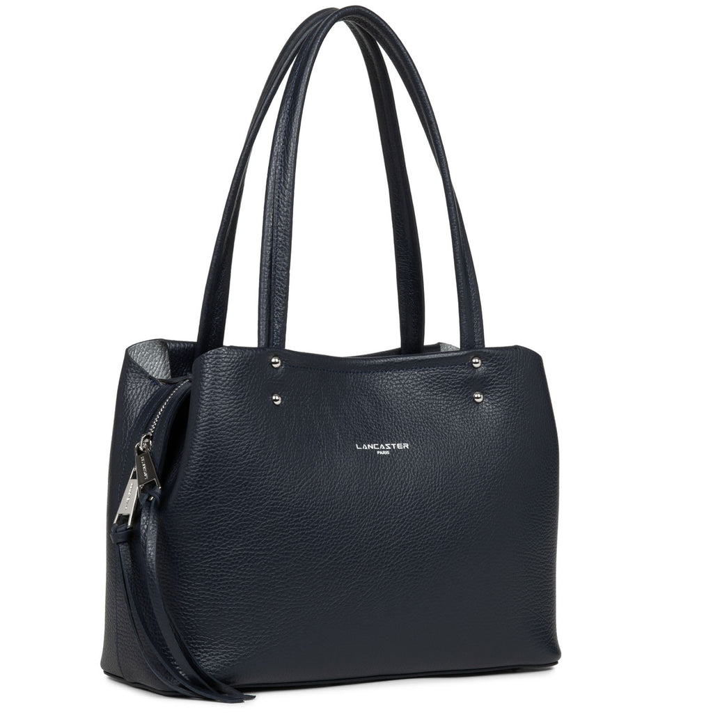 LANCASTER - Sac à main - Foulonné Double - Bleu foncé BAGADIE PARIS