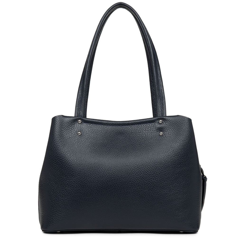 LANCASTER - Sac à main - Foulonné Double - Bleu foncé BAGADIE PARIS