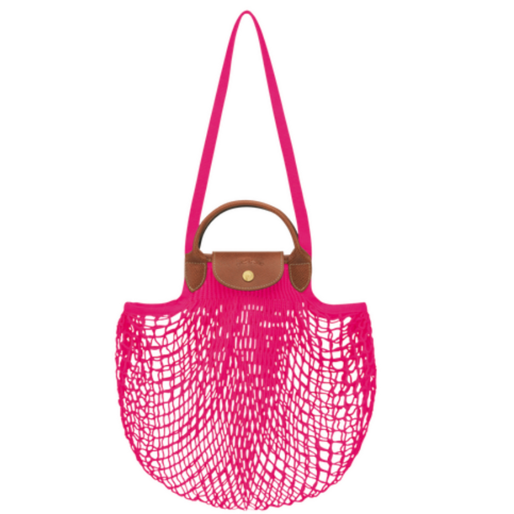 Sac filet LONGCHAMP gamme Le Pliage Filet couleur rose candy