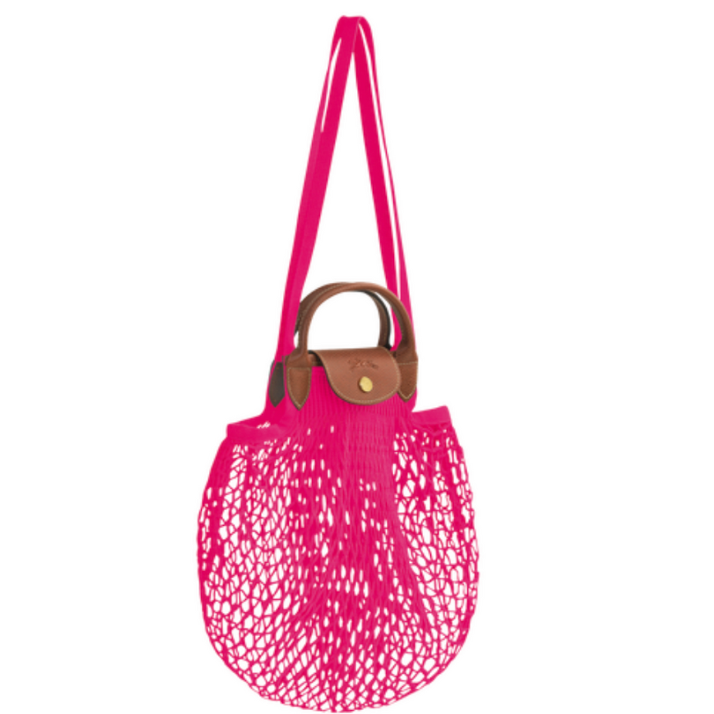 Sac filet LONGCHAMP gamme Le Pliage Filet couleur rose candy