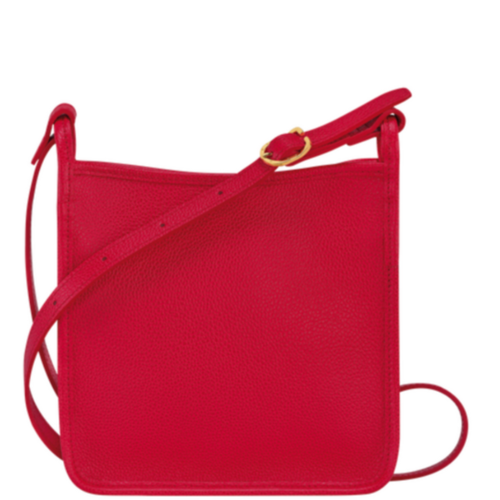 Sac porté travers en cuir LONGCHAMP gamme Le Foulonné couleur rouge love