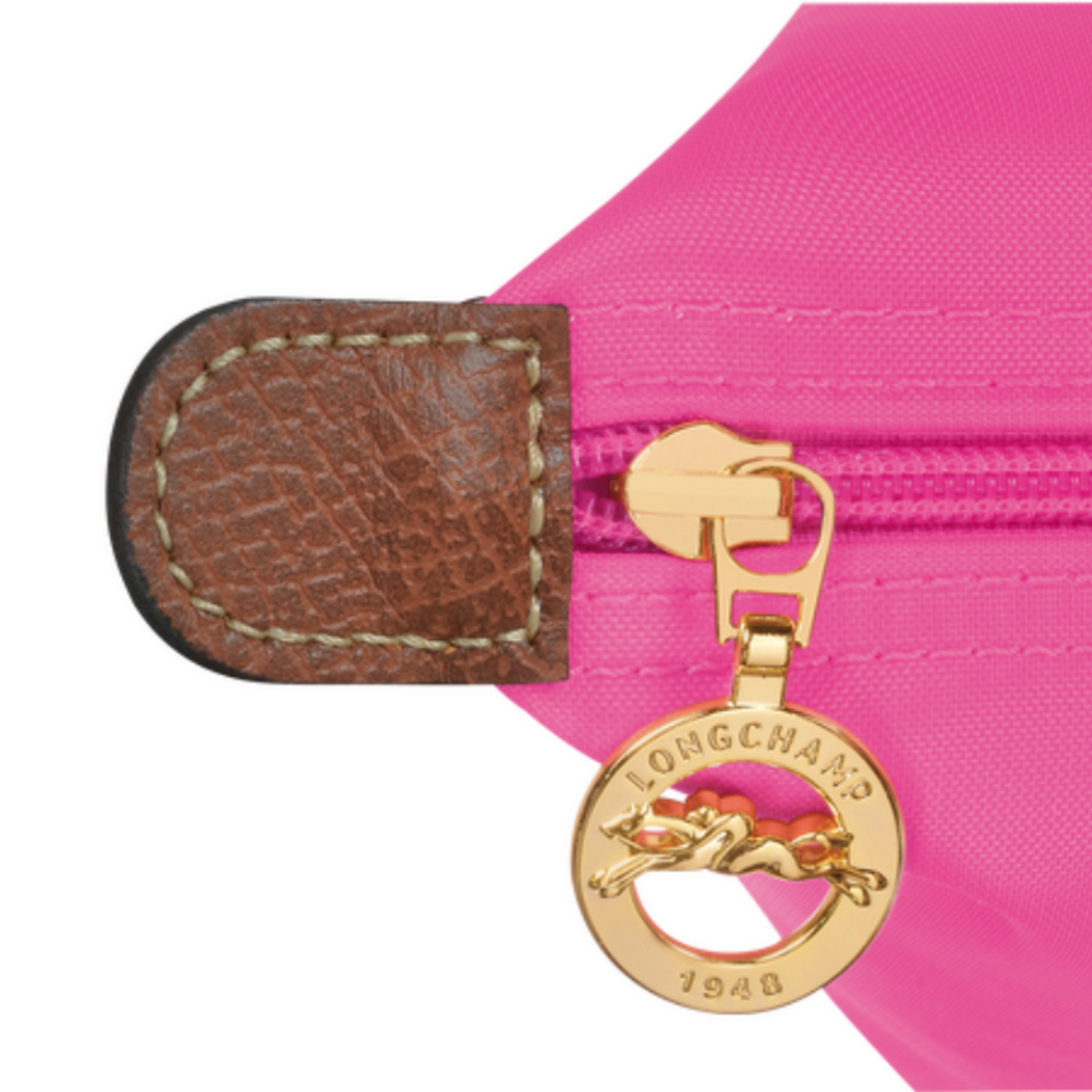 Petit sac à main en toile et cuir LONGCHAMP gamme Le Pliage Original couleur rose candy