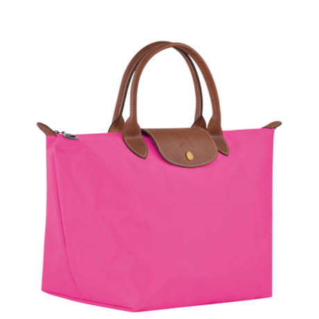 Sac à main en toile et cuir LONGCHAMP gamme Le Pliage Original couleur rose candy