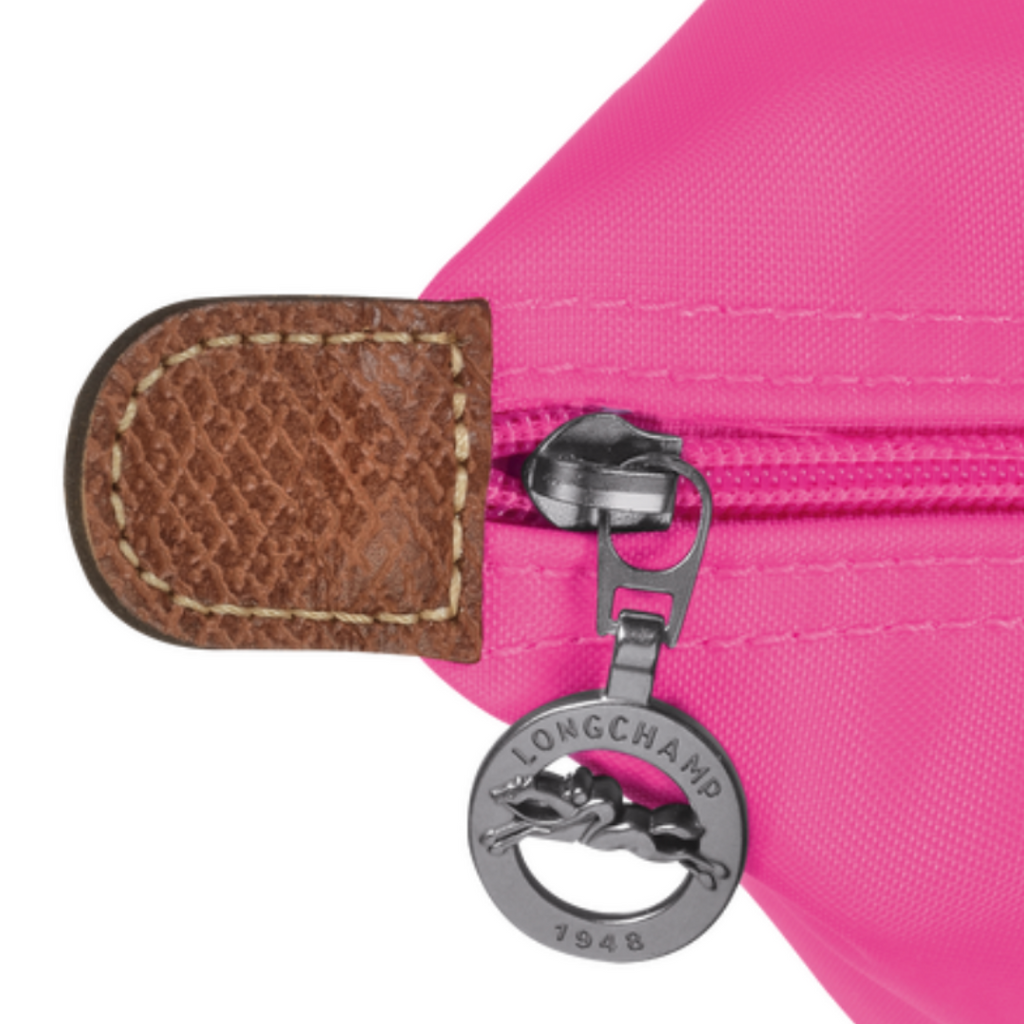 Sac à main en toile et cuir LONGCHAMP gamme Le Pliage Original couleur rose candy
