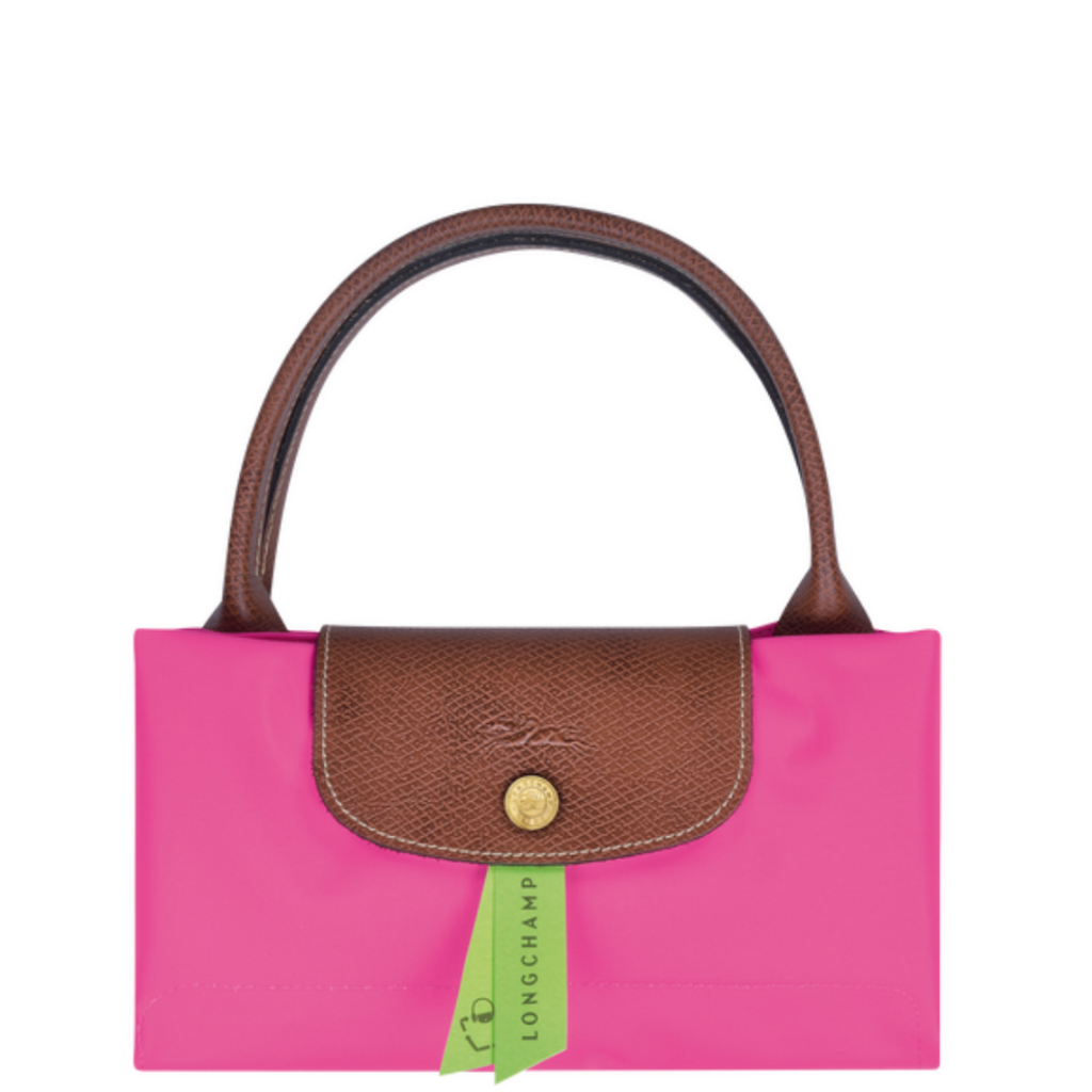 Sac à main en toile et cuir LONGCHAMP gamme Le Pliage Original couleur rose candy