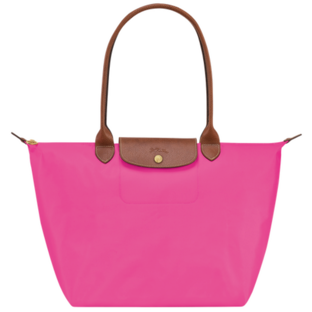 Sac porté épaule en toile et cuir LONGCHAMP gamme Le Pliage Original couleur rose candy