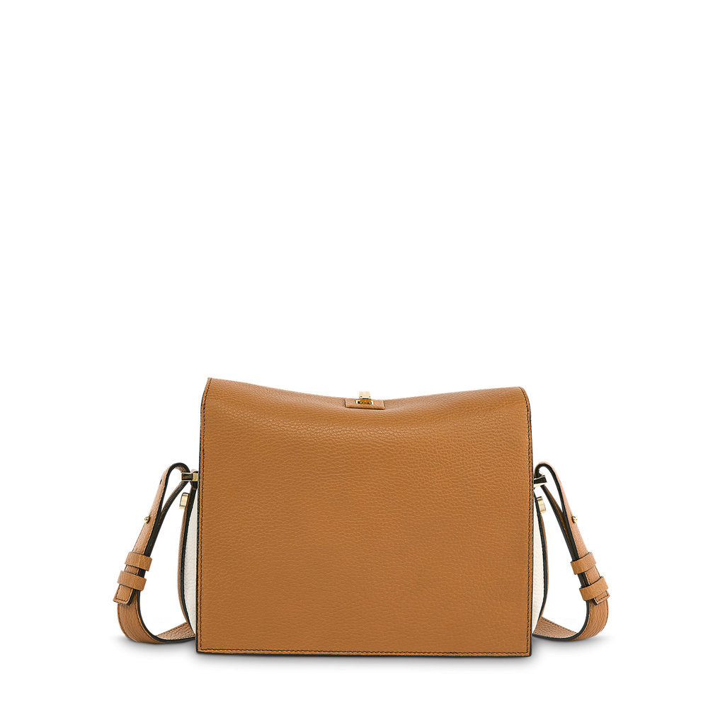 LANCEL Sac porté travers Pia S - Camel/Neige BAGADIE PARIS