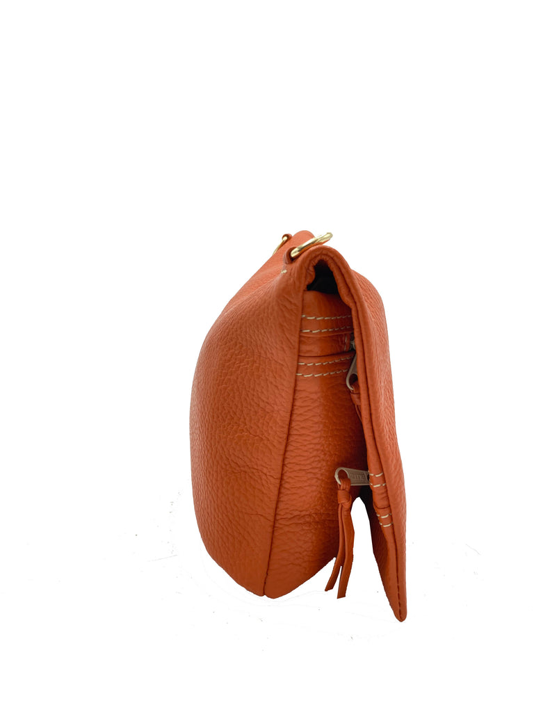 BRUNO ROSSI - Sac à main à bandoulière avec fermoir magnétique - Orange