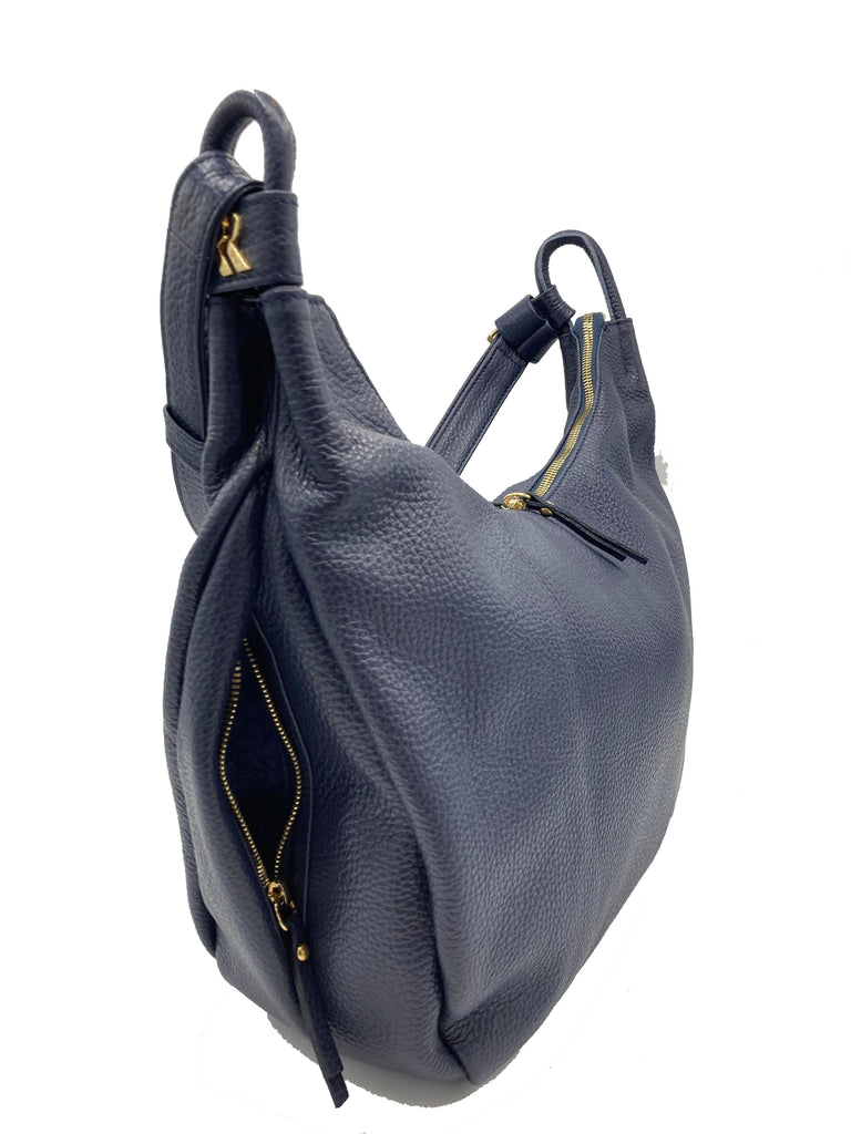 BRUNO ROSSI - Grand sac à main porté épaule - Bleu foncé
