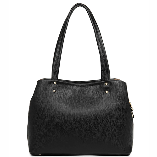 Sac à main Lancaster en cuir grainé couleur noir gamme Foulonné Double