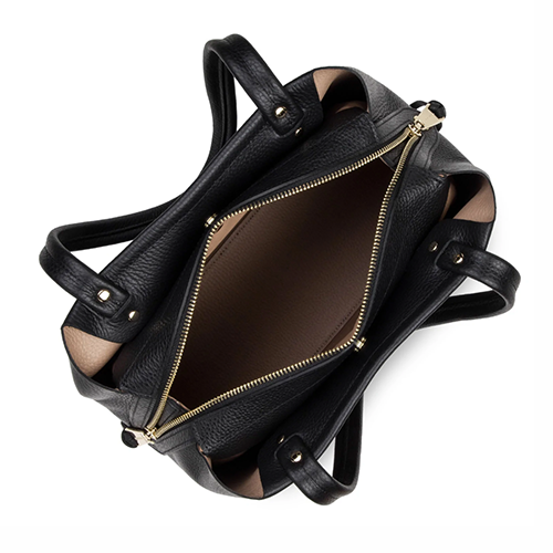 Sac à main Lancaster en cuir grainé couleur noir gamme Foulonné Double