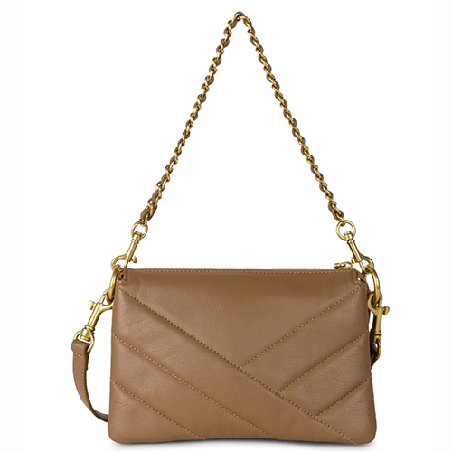 Petite pochette Lancaster en cuir matelassé couleur camel
