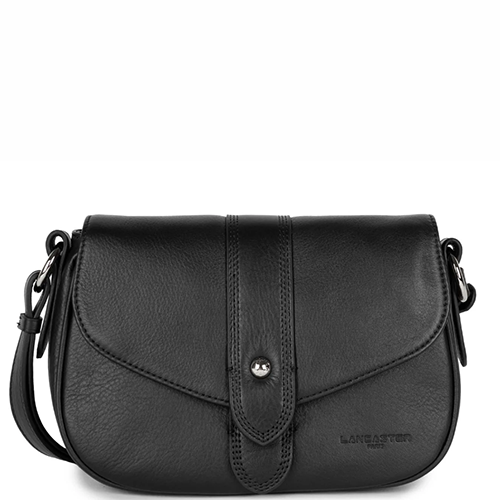 Sac porté épaule Lancaster en cuir lisse couleur noir gamme Soft Tie