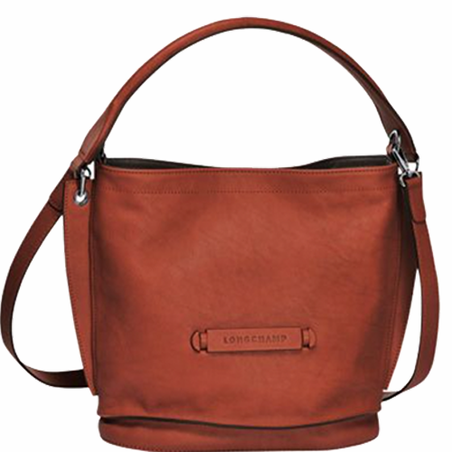 Sac seau en cuir LONGCHAMP 3D couleur cognac