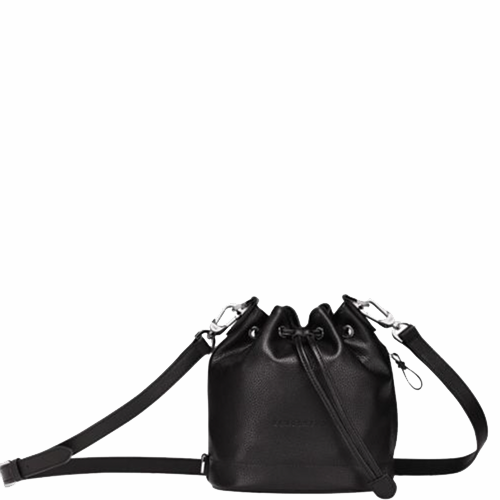 Sac seau porté travers en cuir LONGCHAMP gamme Le Foulonné couleur noir