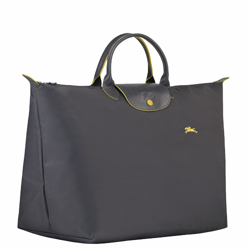 Sac de voyage en toile et cuir LONGCHAMP gamme Le Pliage Club couleur gris fusil