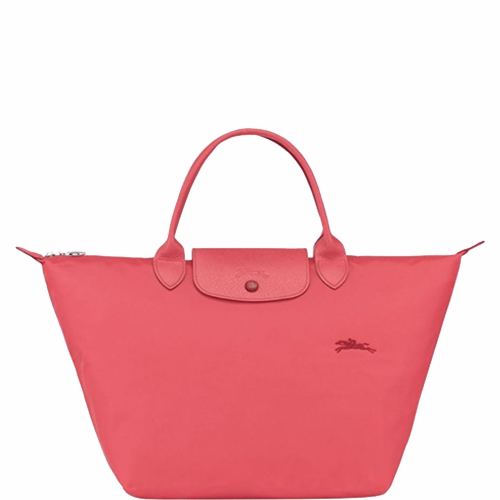 Sac porté main en toile et cuir LONGCHAMP gamme Le Pliage Club couleur rose 