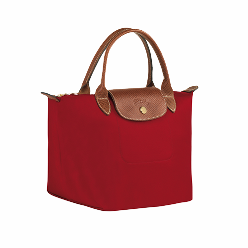 Petit sac à main en toile et cuir LONGCHAMP gamme Le Pliage Original couleur rouge