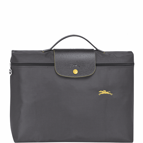 Porte-documents en toile et cuir LONGCHAMP gamme Le Pliage Club couleur gris foncé