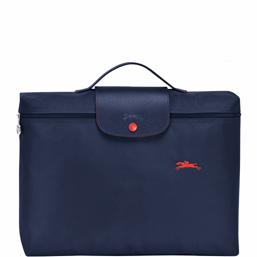 Porte-documents en toile et cuir LONGCHAMP gamme Le Pliage Club couleur bleu marine