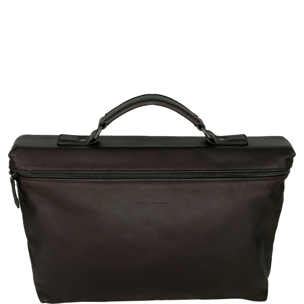 Porte-documents en cuir Longchamp de couleur marron moka