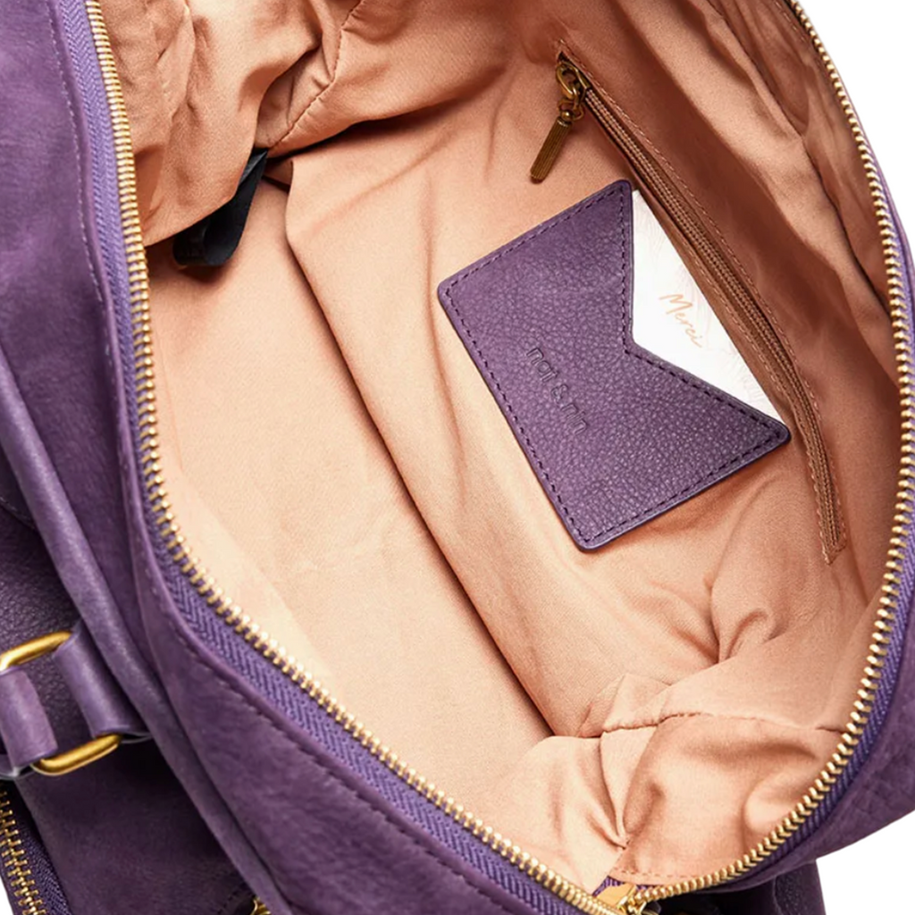 Sac Nat & Nin - modèle Macy - sac porté épaule en cuir myrtille
