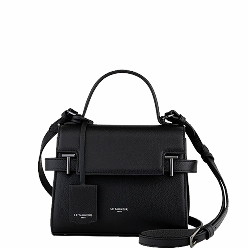 Sac à main à rabat en cuir Le Tanneur gamme Emilie couleur noir
