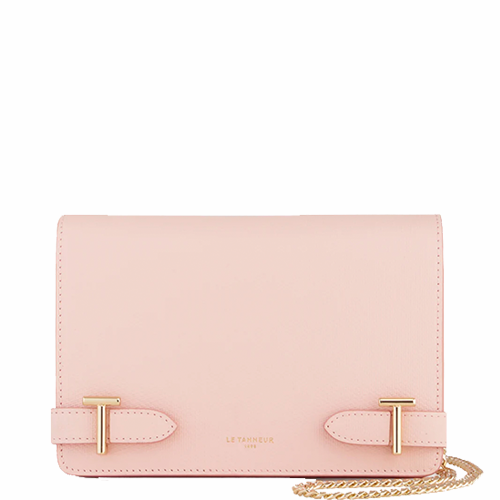 Petit sac Emilie avec bandoulière chaîne en cuir Le Tanneur couleur rose clair