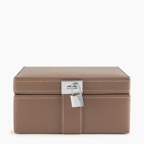 LE TANNEUR Petite boîte à bijoux en cuir - taupe BAGADIE PARIS