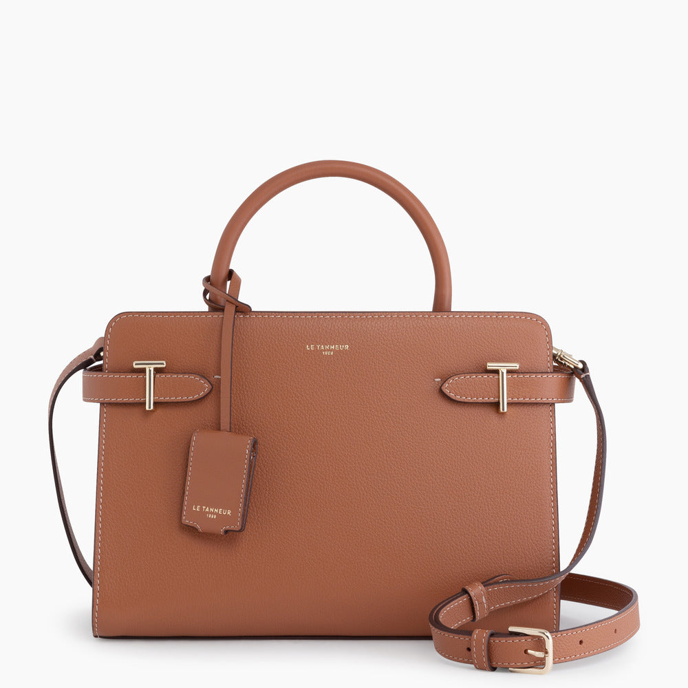 LE TANNEUR- Sac à main moyen modèle Emilie en cuir grainé marron tan