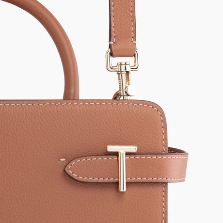 LE TANNEUR- Sac à main moyen modèle Emilie en cuir grainé marron tan