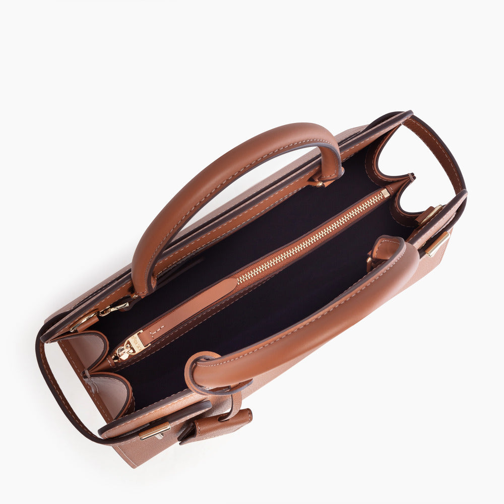 LE TANNEUR- Sac à main moyen modèle Emilie en cuir grainé marron tan