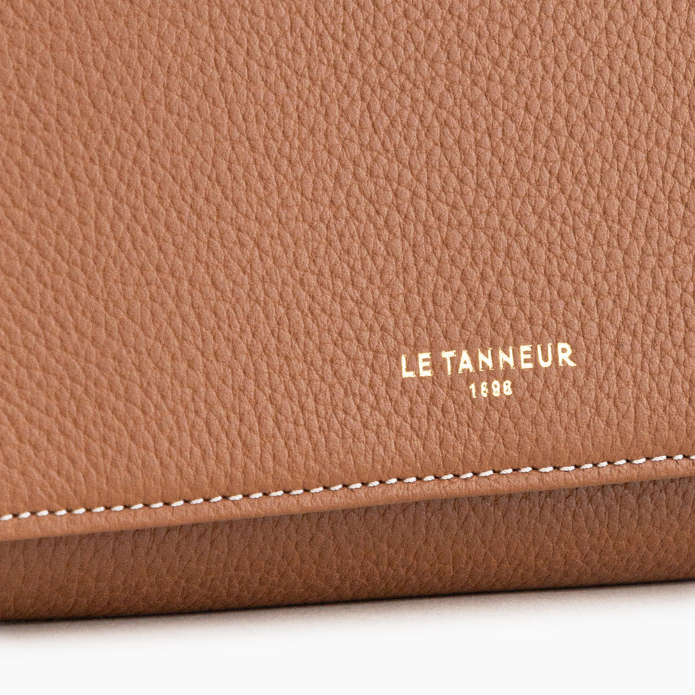LE TANNEUR Portefeuille femme modèle Emilie en cuir grainé couleur marron tan