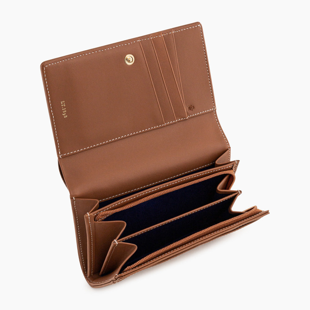 LE TANNEUR Portefeuille femme modèle Emilie en cuir grainé couleur marron tan