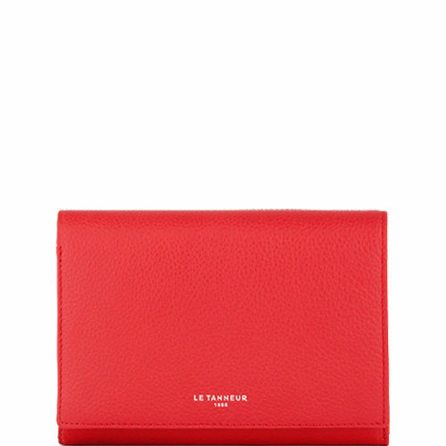 Portefeuille en cuir grainé Le Tanneur gamme Emilie couleur rose framboise