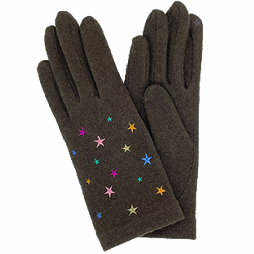 VINCENT PRADIER Gants tactiles étoilés multicolores - Marron BAGADIE PARIS