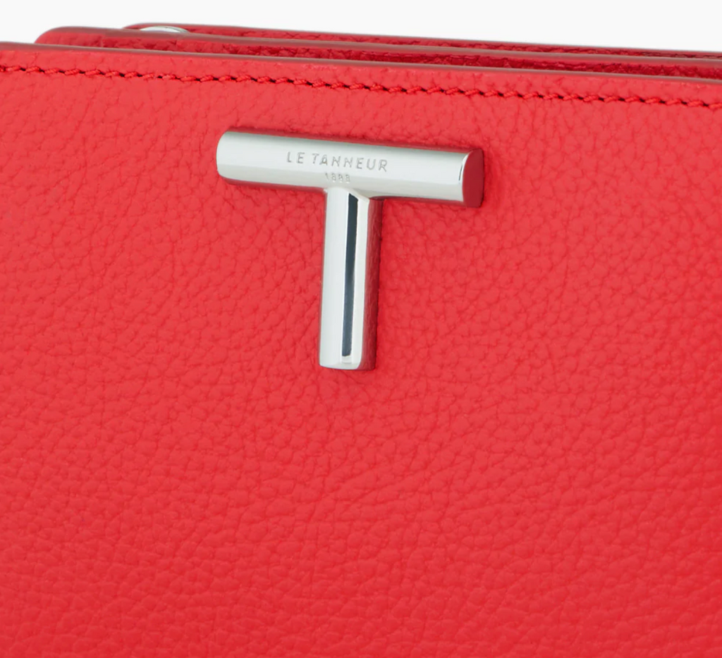 Petit portefeuille en cuir grainé Le Tanneur gamme Gisèle couleur rose framboise