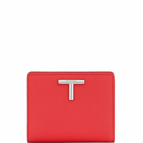 Petit portefeuille en cuir grainé Le Tanneur gamme Gisèle couleur rose framboise