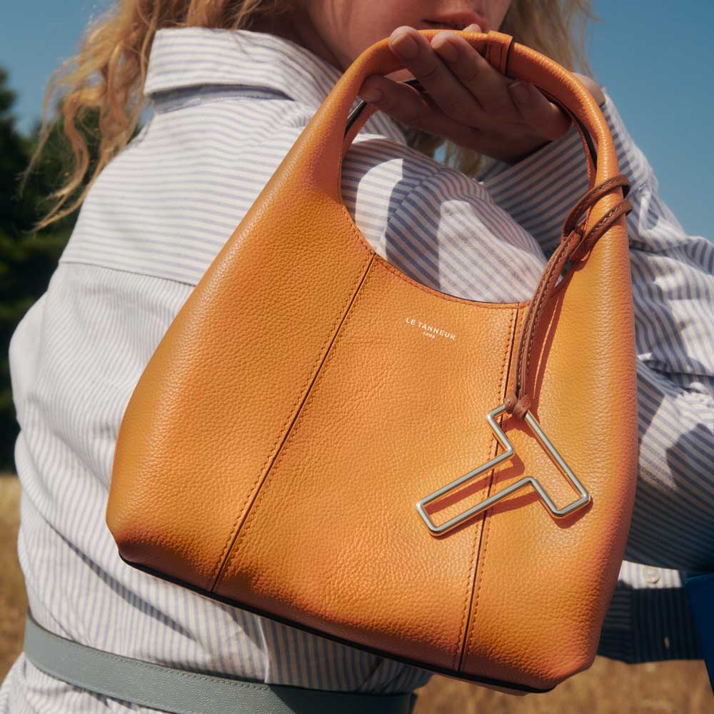 LE TANNEUR - Sac à main en cuir grainé - Juliette - Orange