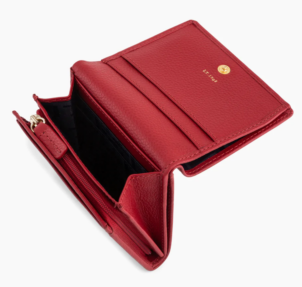 Porte-monnaie en cuir grainé Le Tanneur gamme Judith couleur rouge grenat