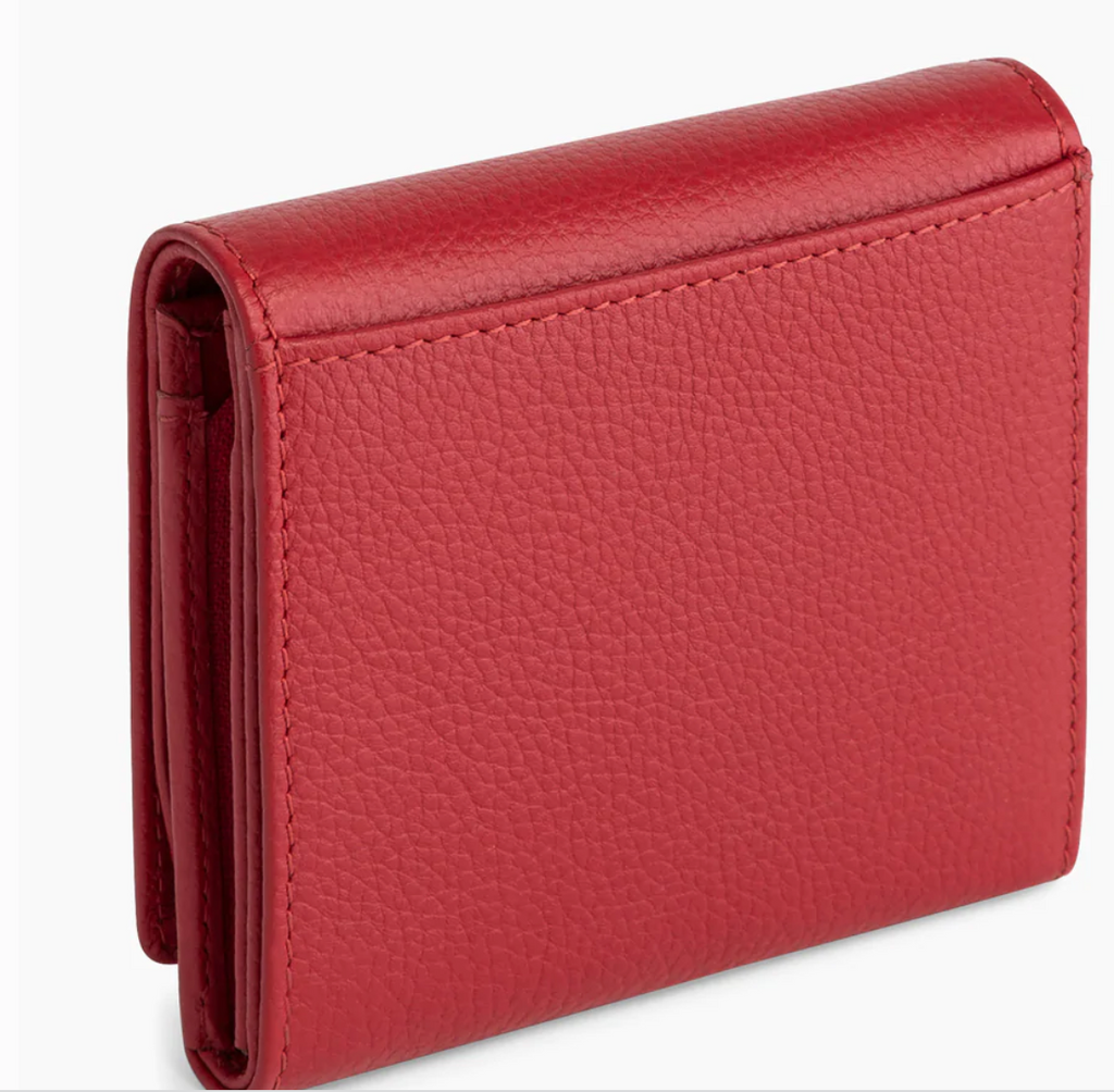 Porte-monnaie en cuir grainé Le Tanneur gamme Judith couleur rouge grenat