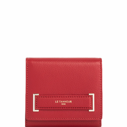 Porte-monnaie en cuir grainé Le Tanneur gamme Judith couleur rouge grenat