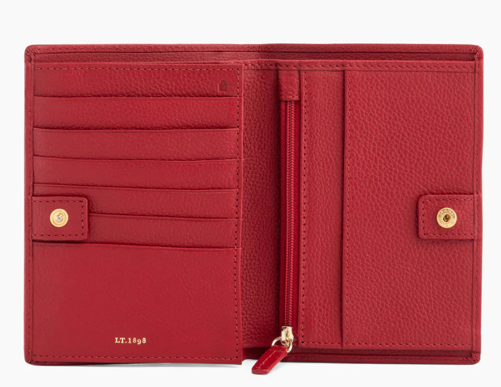 Portefeuille femme Le Tanneur en cuir grainé gamme Judith couleur rouge grenat