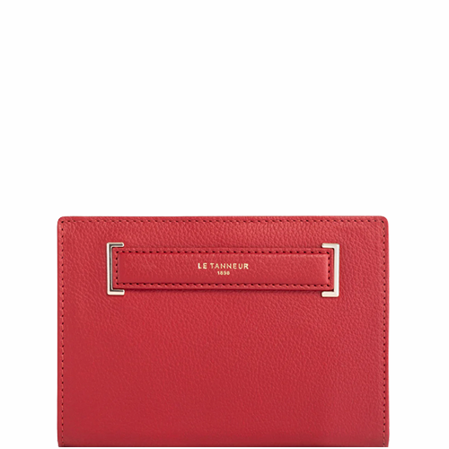 Portefeuille femme Le Tanneur en cuir grainé gamme Judith couleur rouge grenat