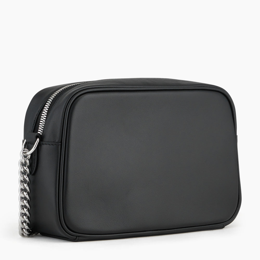 LE TANNEUR -Sac bandoulière femme modèle Laura en cuir lisse noir –
