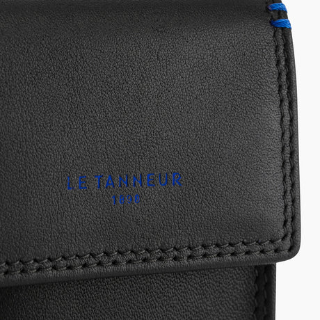 LE TANNEUR- Étui clés à rabat femme modèle Martin en cuir lisse noir