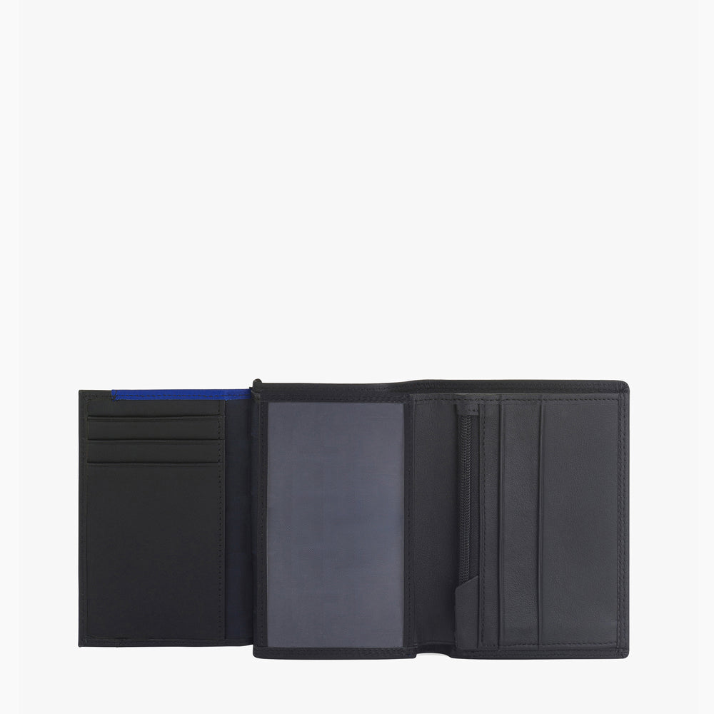 LE TANNEUR  - Portefeuille vertical homme zippé 2 volets modèle Martin en cuir lisse noir –